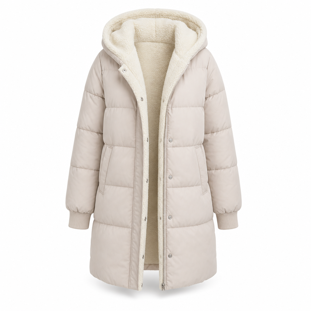 Manteau cardigan slim à manches longues, à capuche et double face de couleur unie