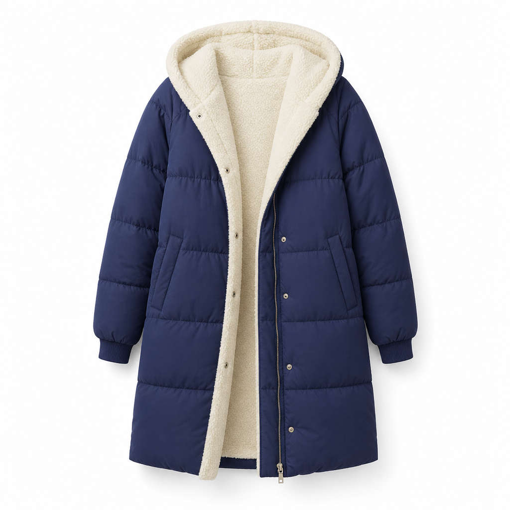 Manteau cardigan slim à manches longues, à capuche et double face de couleur unie