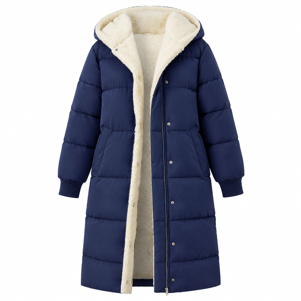Manteau cardigan slim à manches longues, à capuche et double face de couleur unie