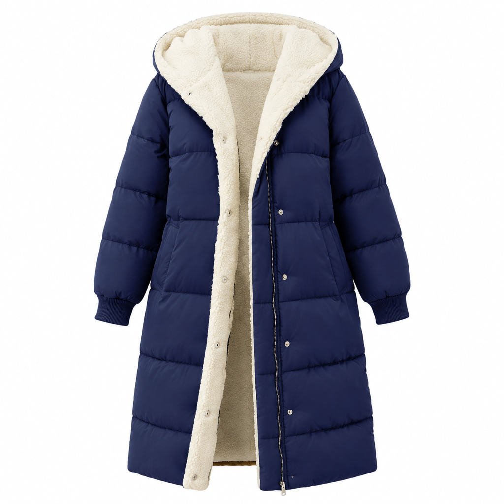 Manteau cardigan slim à manches longues, à capuche et double face de couleur unie