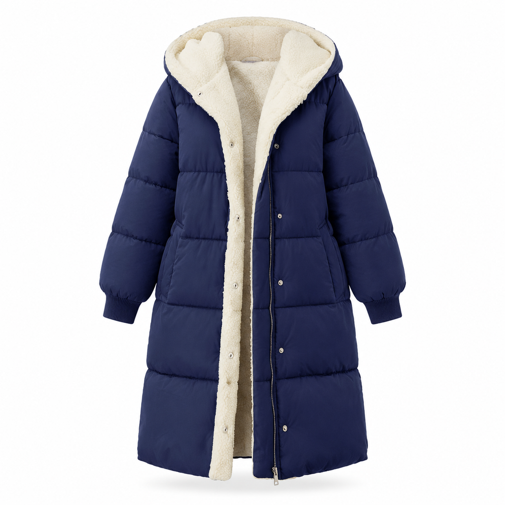 Manteau cardigan slim à manches longues, à capuche et double face de couleur unie