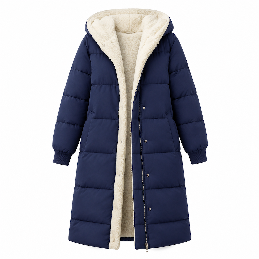 Manteau cardigan slim à manches longues, à capuche et double face de couleur unie