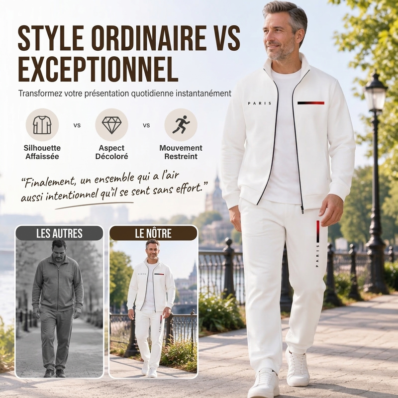 Ensemble blouson à zip imprimé et pantalon de ville pour homme