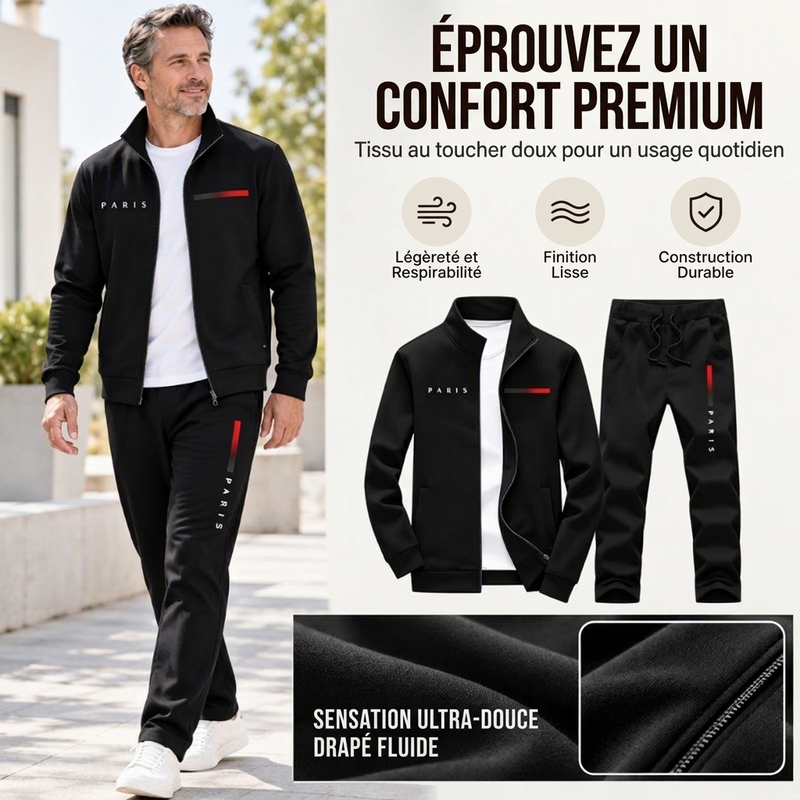 Ensemble blouson à zip imprimé et pantalon de ville pour homme