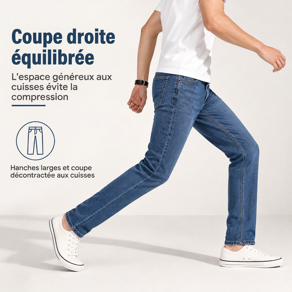 Jeans extensibles slim fit pour homme, pantalon en denim décontracté à taille mi-haute