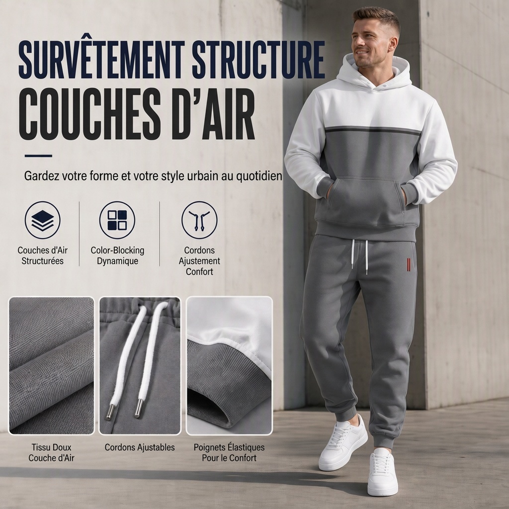 Ensemble de survêtement à capuche imprimé pour homme