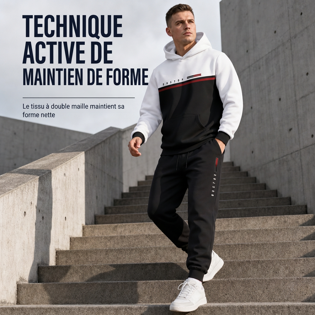 Ensemble de survêtement à capuche imprimé pour homme