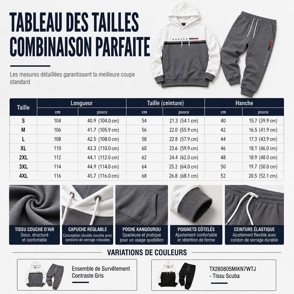 Ensemble de survêtement à capuche imprimé pour homme