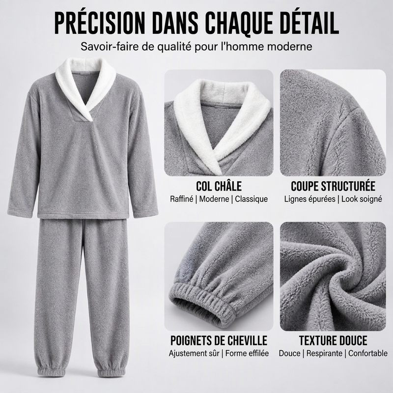 Ensemble Pyjama Homme Confortable et Chaud en Peluche