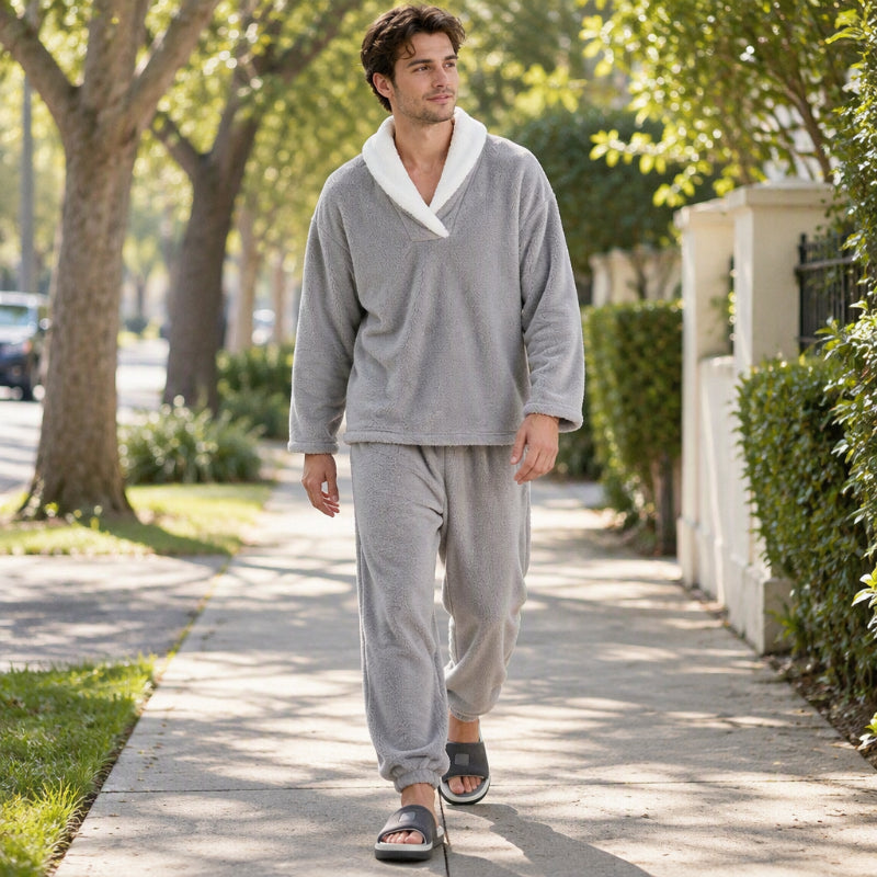 Ensemble Pyjama Homme Confortable et Chaud en Peluche