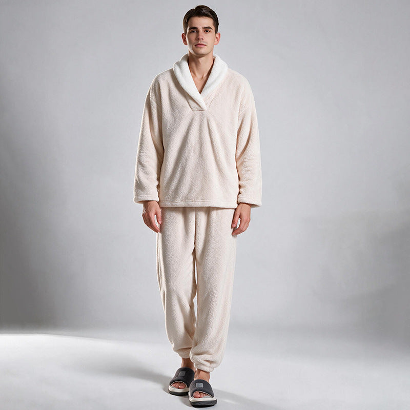 Ensemble Pyjama Homme Confortable et Chaud en Peluche
