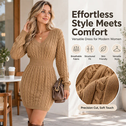 Robe Pull Moulante Élégante en Tricot torsadé pour Femme