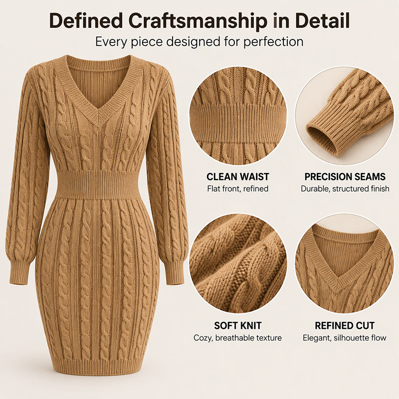 Robe Pull Moulante Élégante en Tricot torsadé pour Femme
