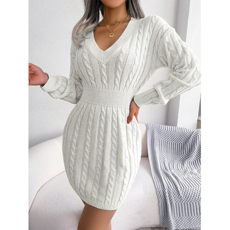 Robe Pull Moulante Élégante en Tricot torsadé pour Femme