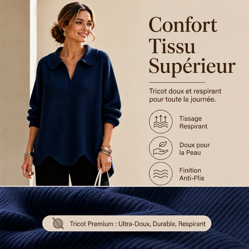 Pull élégant pour femmes avec col en V et manches lanterne