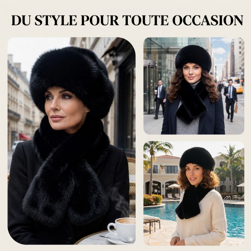 💖Soldes ! Prix cassés💖Ensemble chaud d'hiver : écharpe et bonnet en peluche épaisse