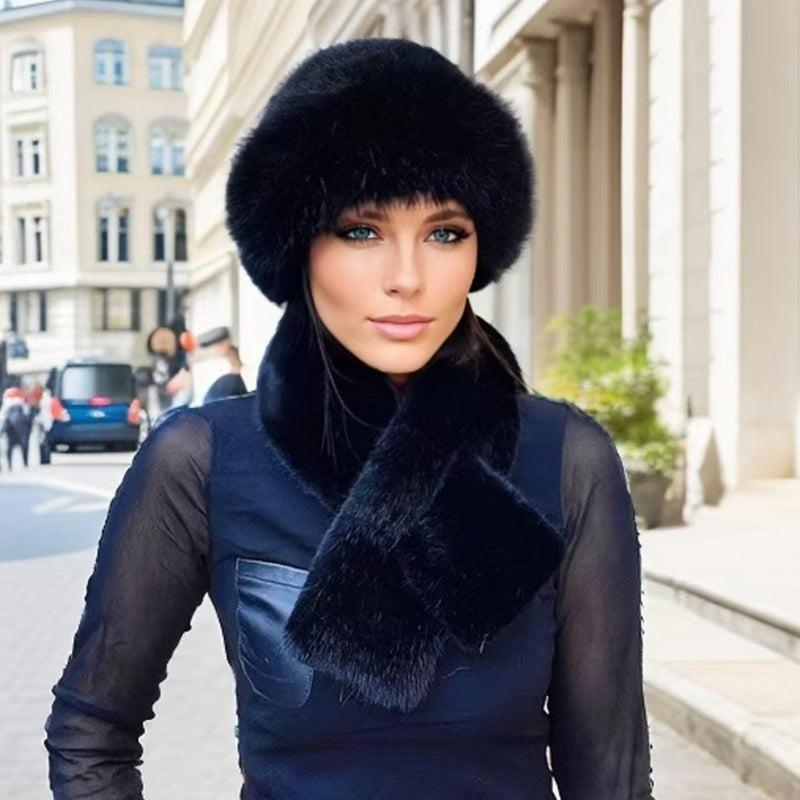 💖Soldes ! Prix cassés💖Ensemble chaud d'hiver : écharpe et bonnet en peluche épaisse