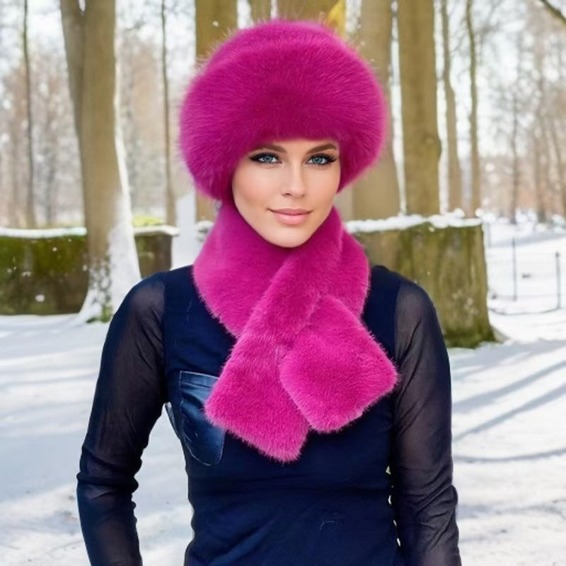 💖Soldes ! Prix cassés💖Ensemble chaud d'hiver : écharpe et bonnet en peluche épaisse