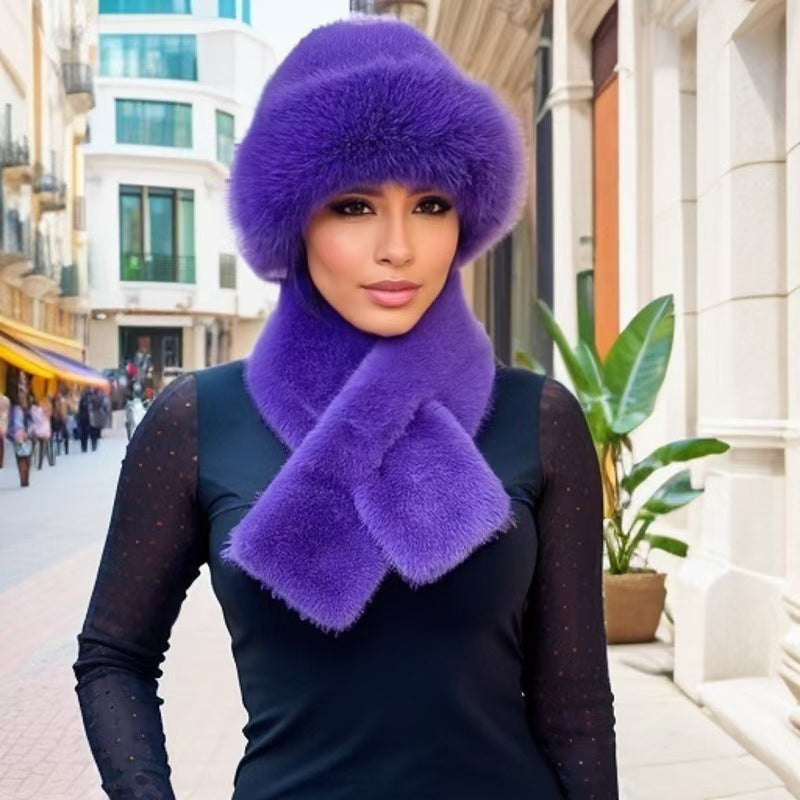 💖Soldes ! Prix cassés💖Ensemble chaud d'hiver : écharpe et bonnet en peluche épaisse