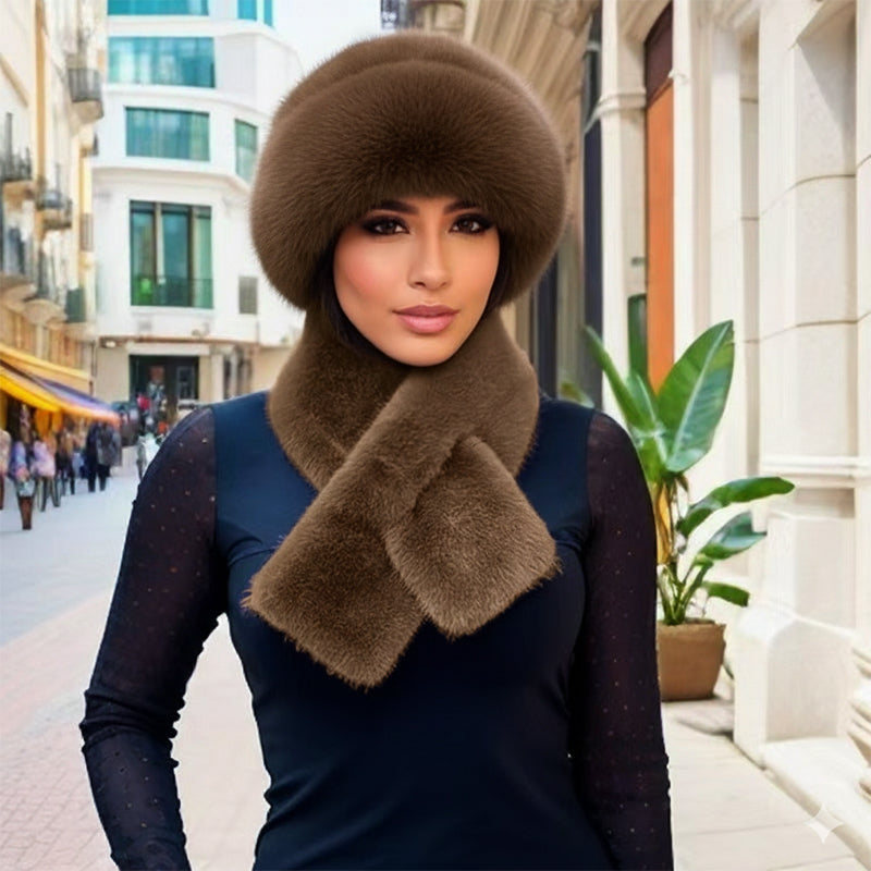 💖Soldes ! Prix cassés💖Ensemble chaud d'hiver : écharpe et bonnet en peluche épaisse
