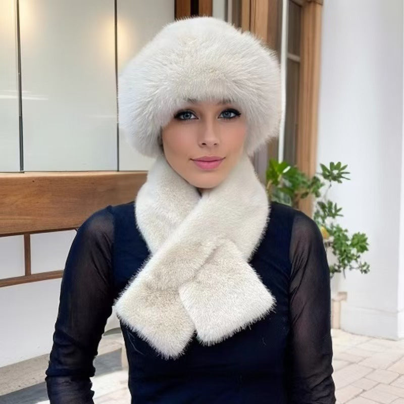 💖Soldes ! Prix cassés💖Ensemble chaud d'hiver : écharpe et bonnet en peluche épaisse