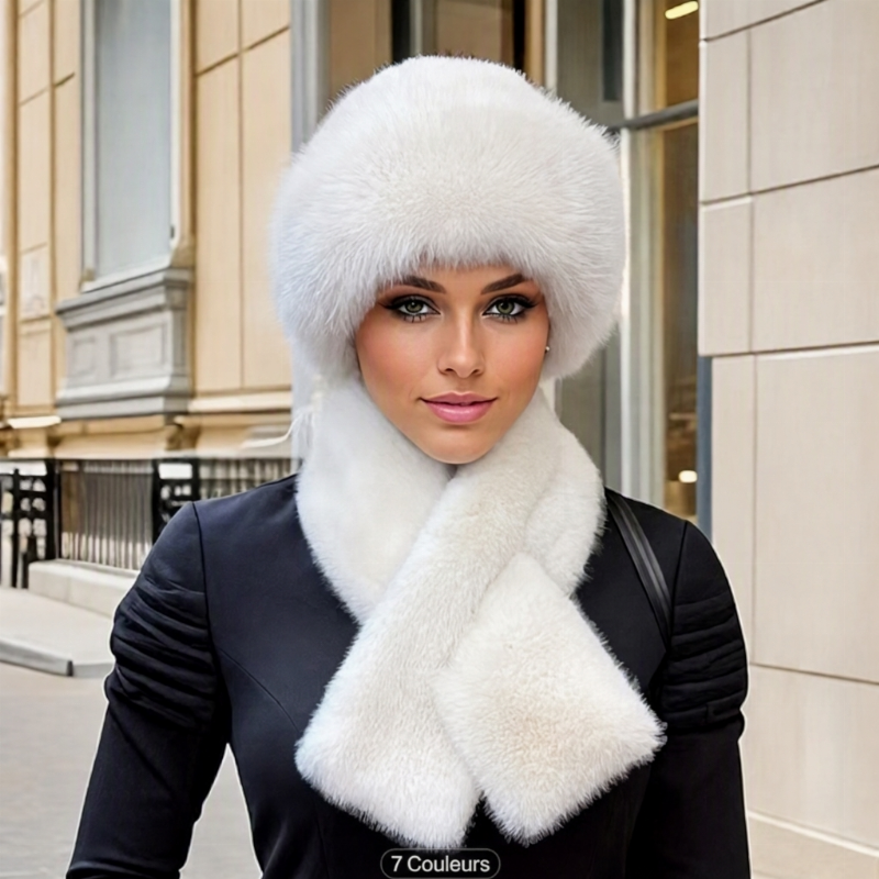 💖Soldes ! Prix cassés💖Ensemble chaud d'hiver : écharpe et bonnet en peluche épaisse