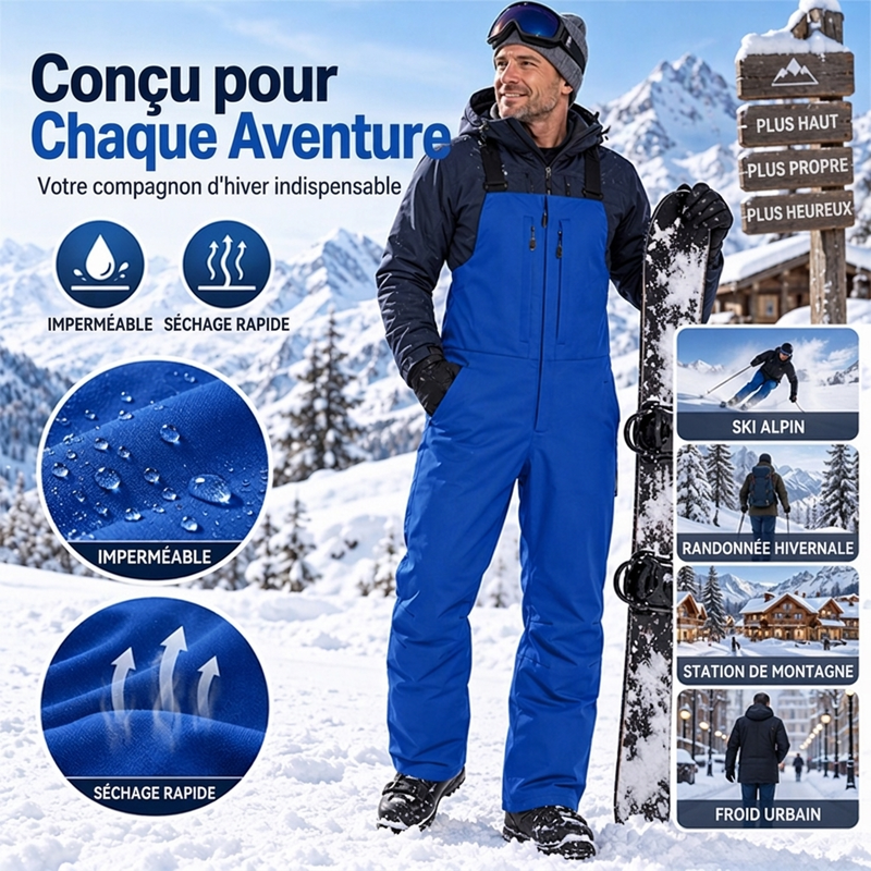 ⏳Liquidation totale⏳Pantalon de ski à bretelles imperméable unisexe