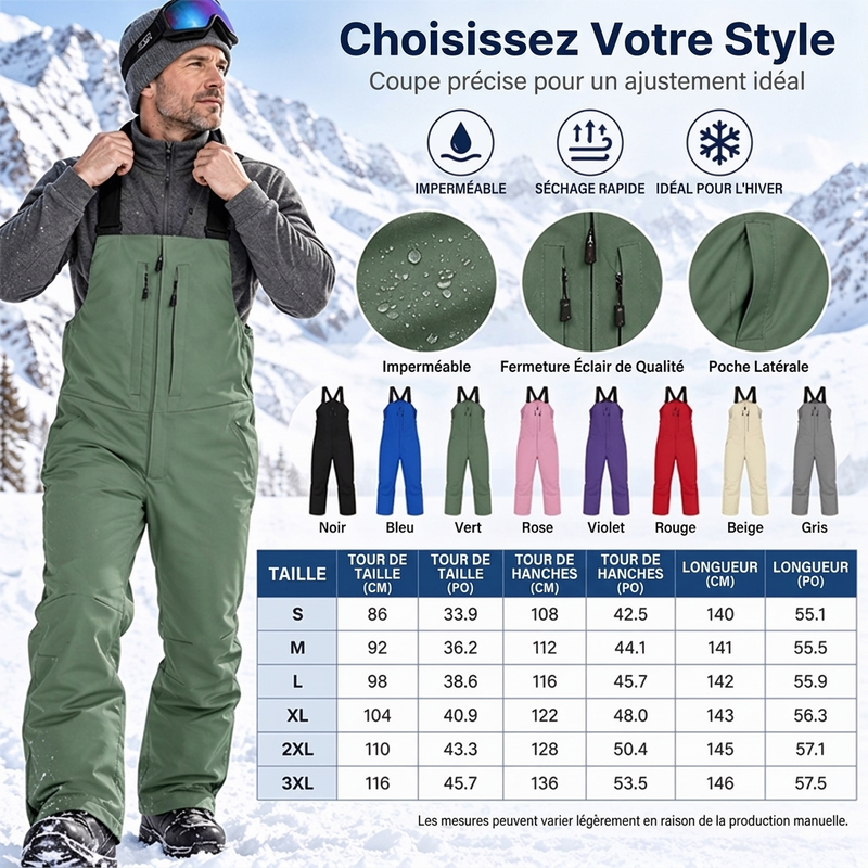 ⏳Liquidation totale⏳Pantalon de ski à bretelles imperméable unisexe