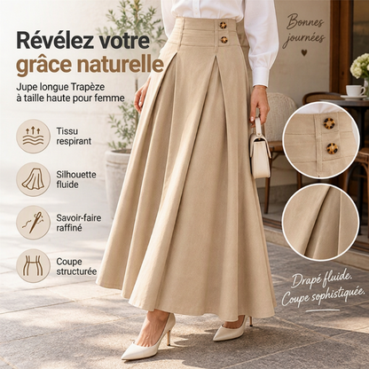 ⏳Liquidation totale⏳Jupe longue évasée taille haute et plissée pour femme