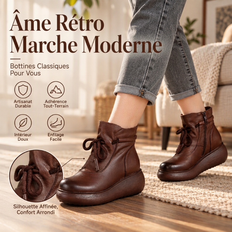 Bottines chevaalières femmes à doublure thermique rétro