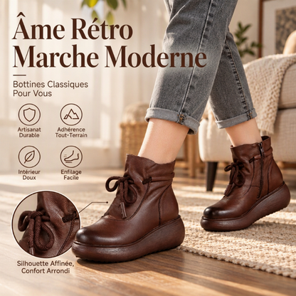 Bottines chevaalières femmes à doublure thermique rétro