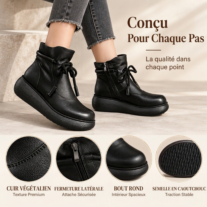 Bottines chevaalières femmes à doublure thermique rétro