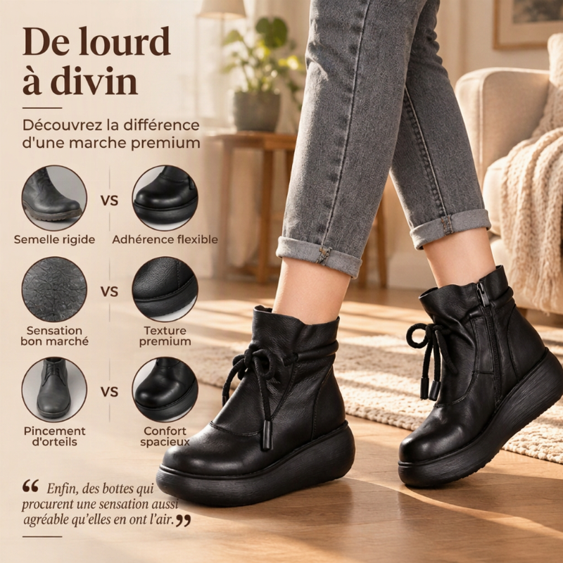 Bottines chevaalières femmes à doublure thermique rétro