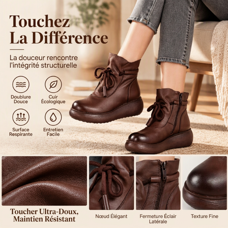 Bottines chevaalières femmes à doublure thermique rétro