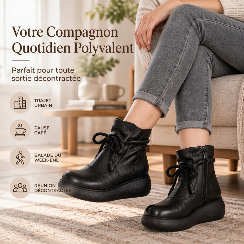 Bottines chevaalières femmes à doublure thermique rétro