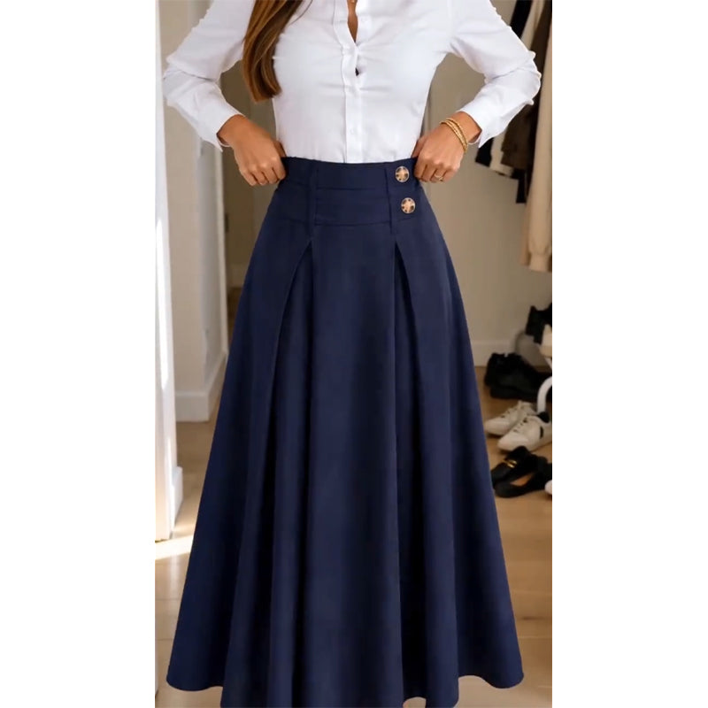 ⏳Liquidation totale⏳Jupe longue évasée taille haute et plissée pour femme