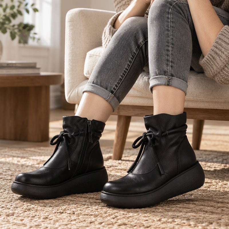Bottines chevaalières femmes à doublure thermique rétro