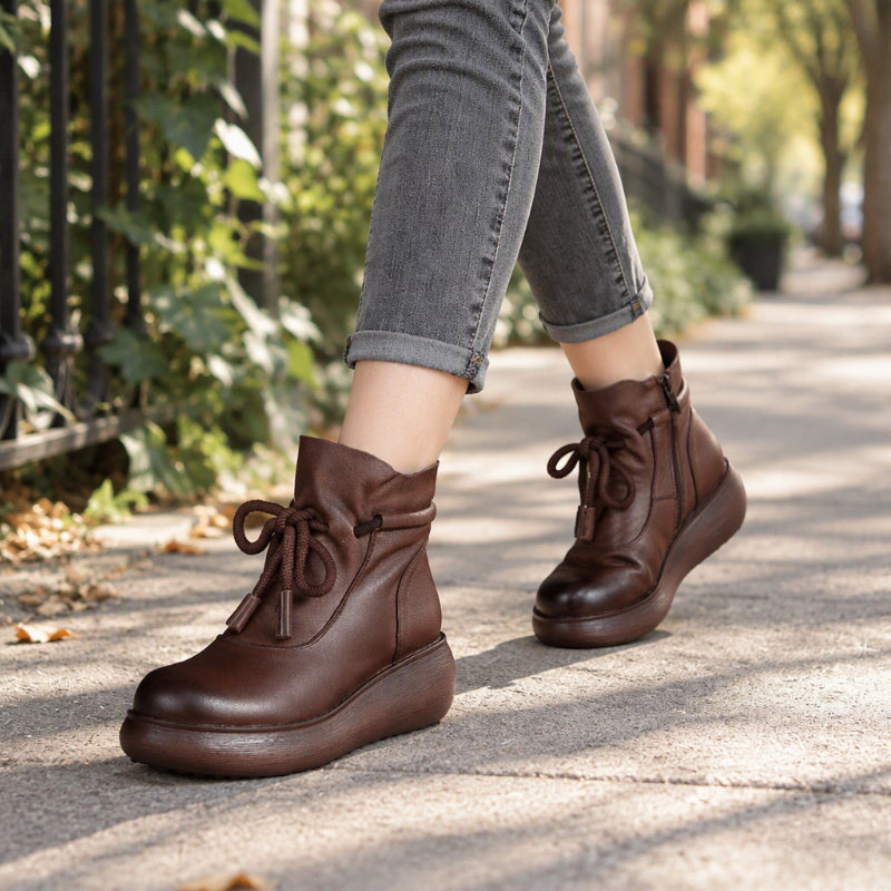Bottines chevaalières femmes à doublure thermique rétro