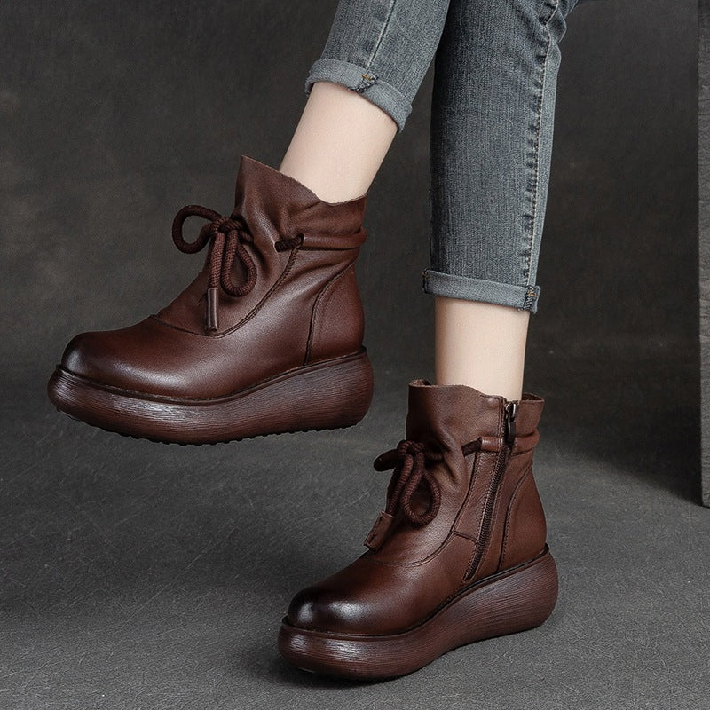 Bottines chevaalières femmes à doublure thermique rétro