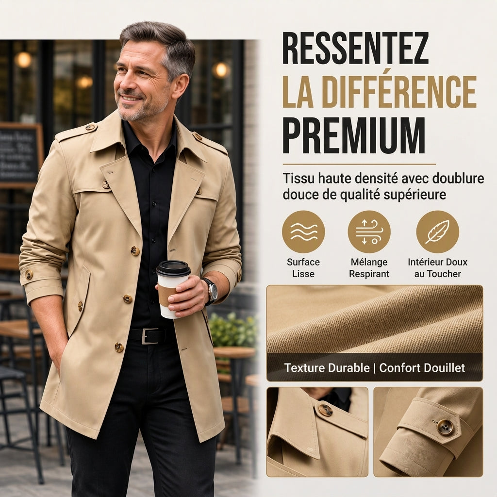 ⏳Liquidation totale⏳Trench-coat d'affaires mi-long pour homme