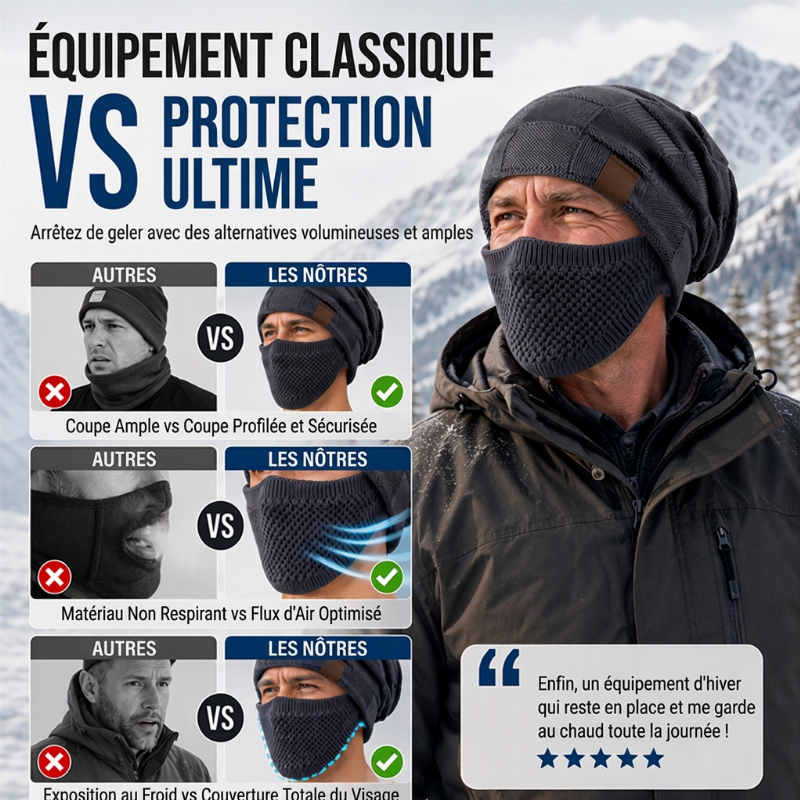 ⏳Liquidation totale⏳Bonnet thermique d'hiver pour femme avec masque facial intégré