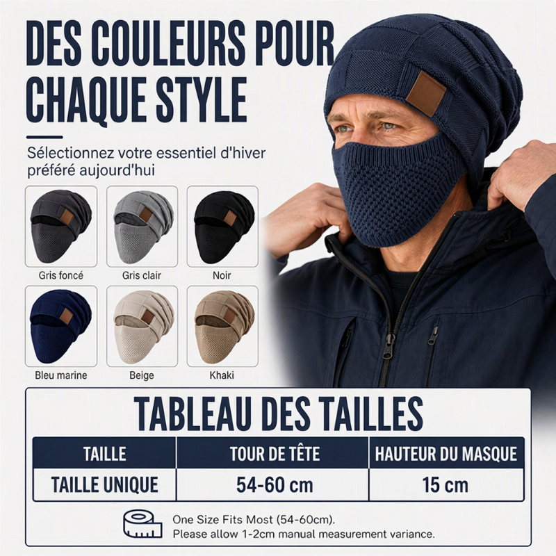 ⏳Liquidation totale⏳Bonnet thermique d'hiver pour femme avec masque facial intégré
