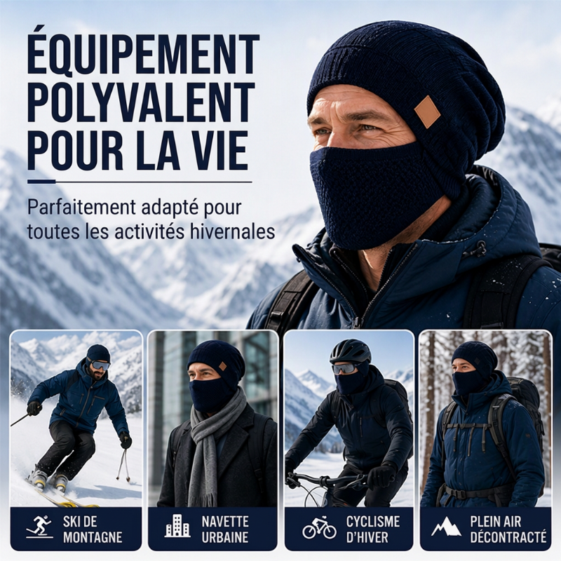 ⏳Liquidation totale⏳Bonnet thermique d'hiver pour femme avec masque facial intégré