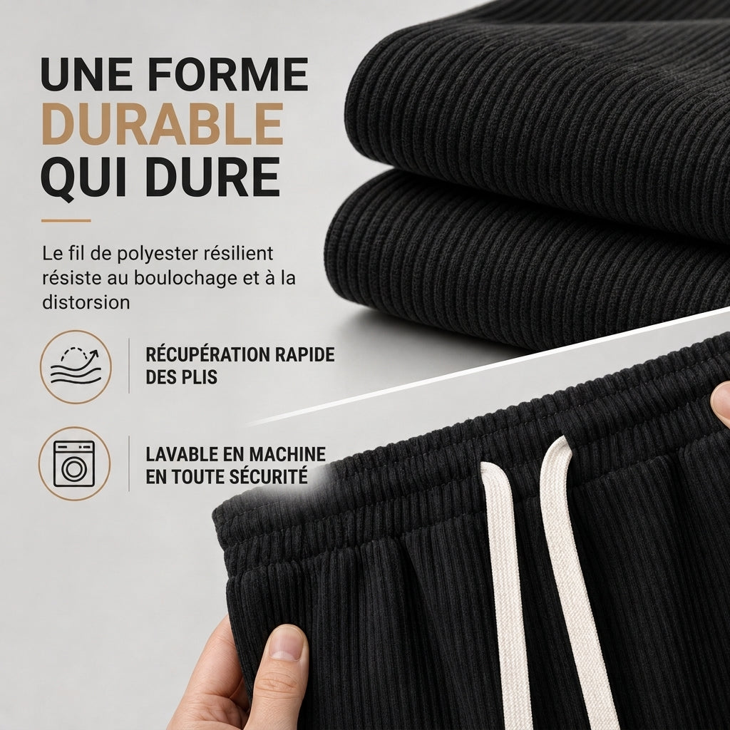 Pantalon décontracté en velours côtelé léger pour homme, coupe ample et jambe droite