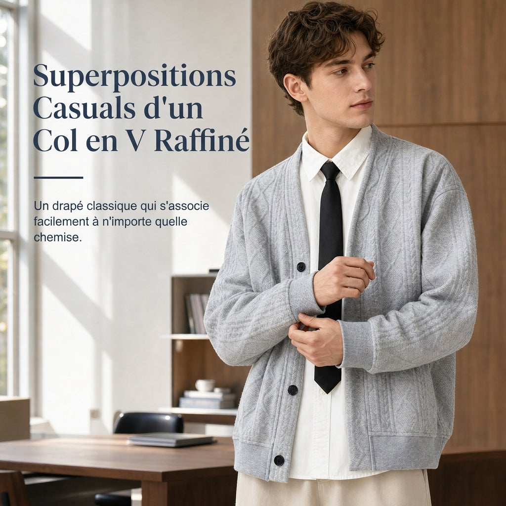 ⏳Liquidation totale⏳Cardigan en maille jacquard ample pour homme