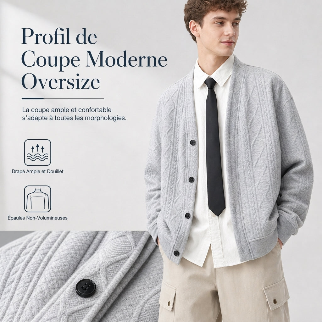⏳Liquidation totale⏳Cardigan en maille jacquard ample pour homme