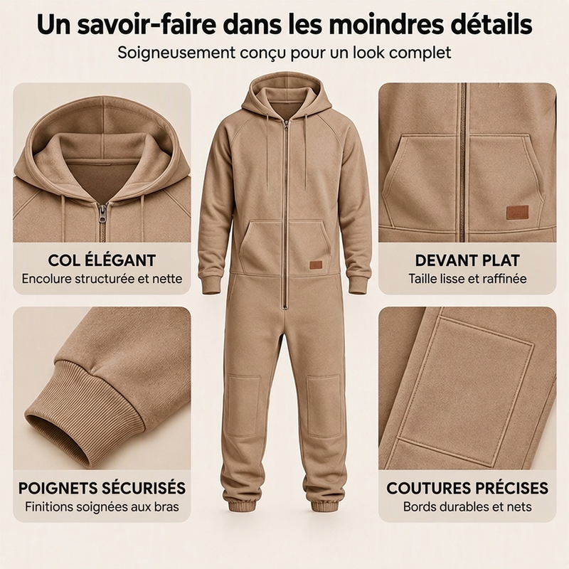 Combinaison à capuche thermique décontractée et confortable pour homme