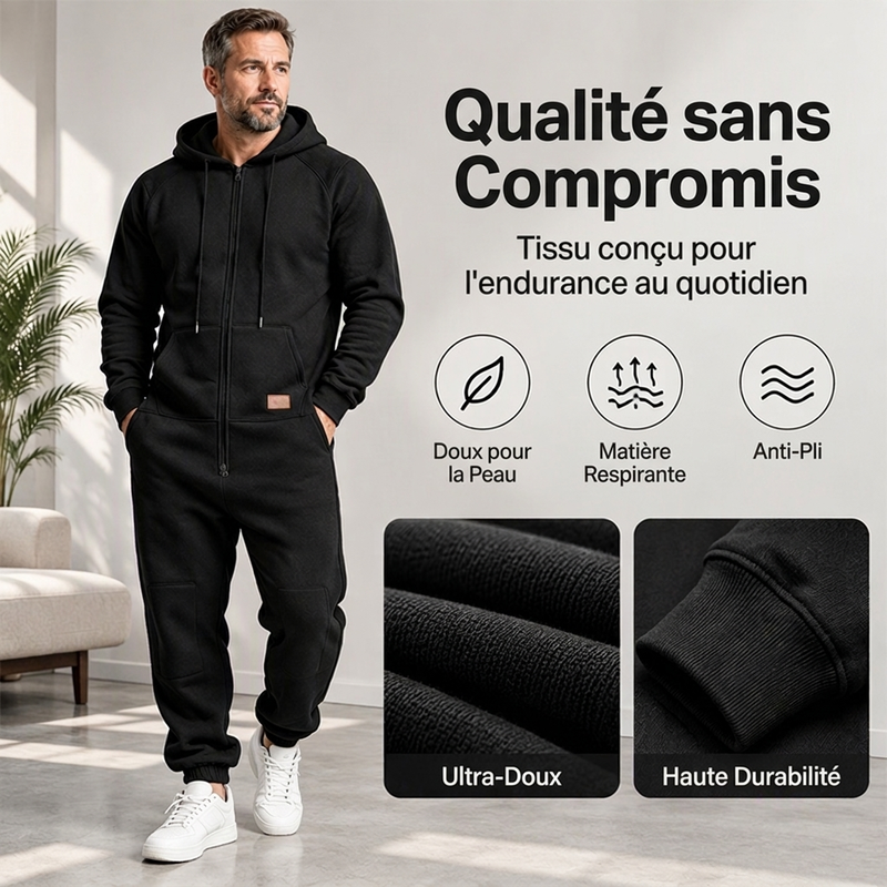 Combinaison à capuche thermique décontractée et confortable pour homme
