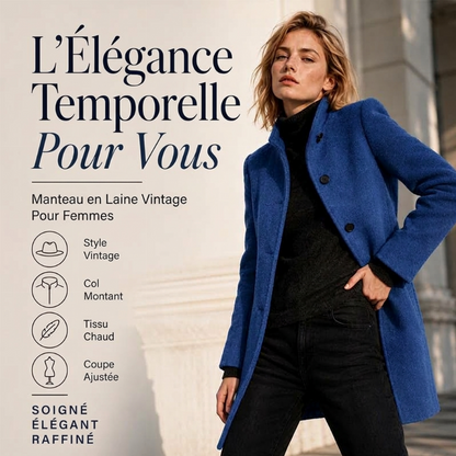 ⏳Liquidation totale⏳Manteau en laine vintage à col montant pour femme