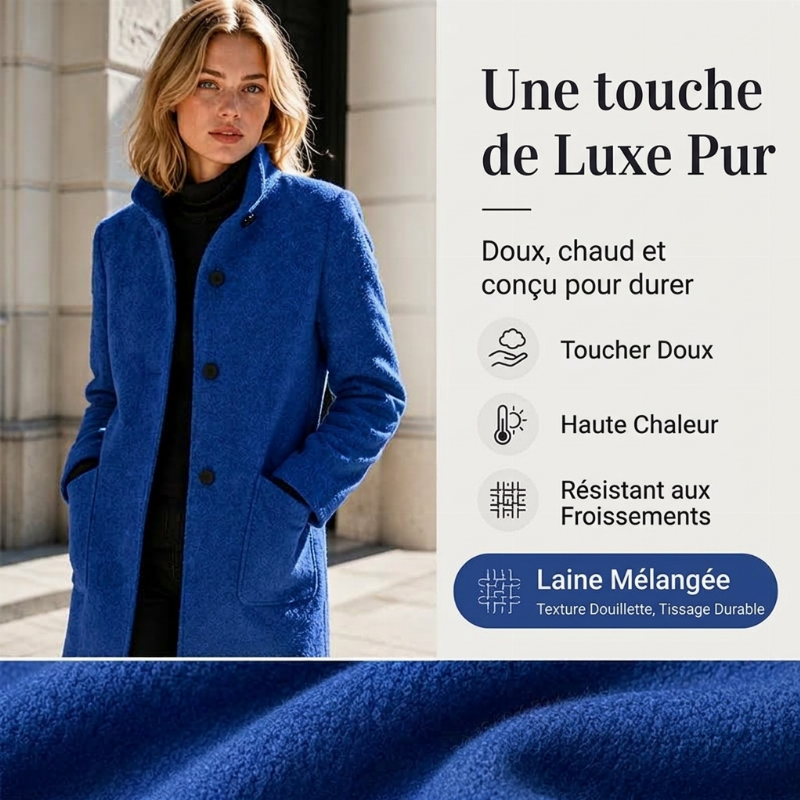 ⏳Liquidation totale⏳Manteau en laine vintage à col montant pour femme